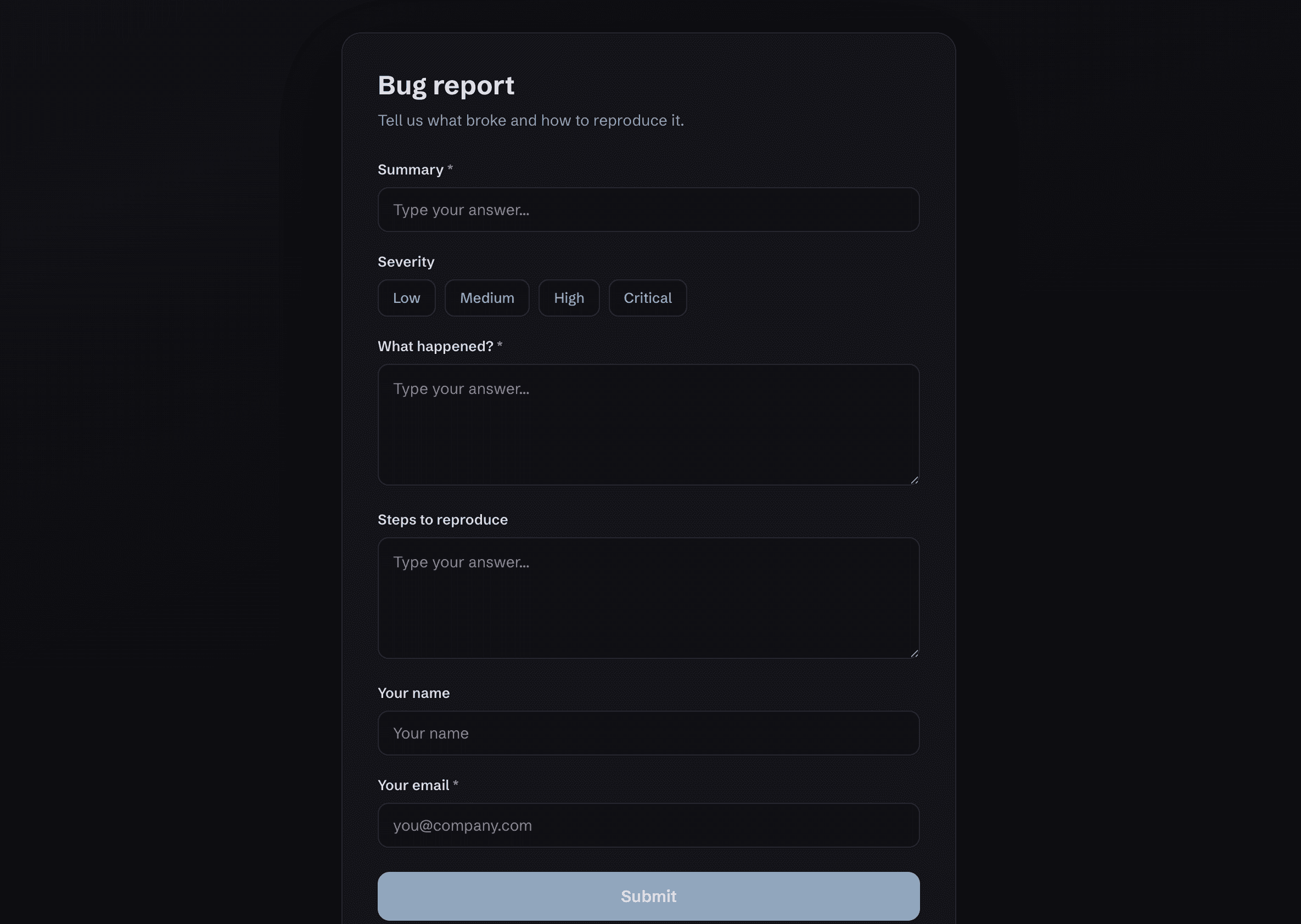 The Skallow public intake form
